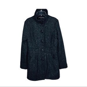 Apt. 9 Women’s Long Coat Black/Speckled Gray Button Medium